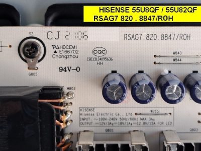 Carte Alimentation TV hisence 55U8QF / 55U82QF . RSAG7 .820